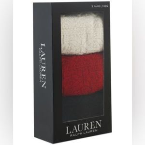 NWT LAUREN RALPH LAUREN Women's 3-Pk. Snowflake Texture Roll-Top Socks Size 9-11